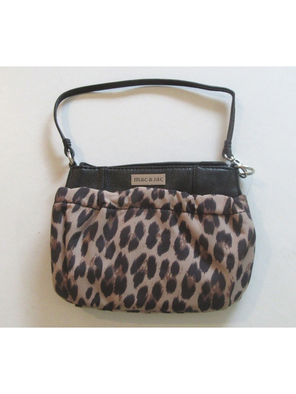 Mac & Jac Large Gatherall Wristlet Clutch Brown / Leopard NWT